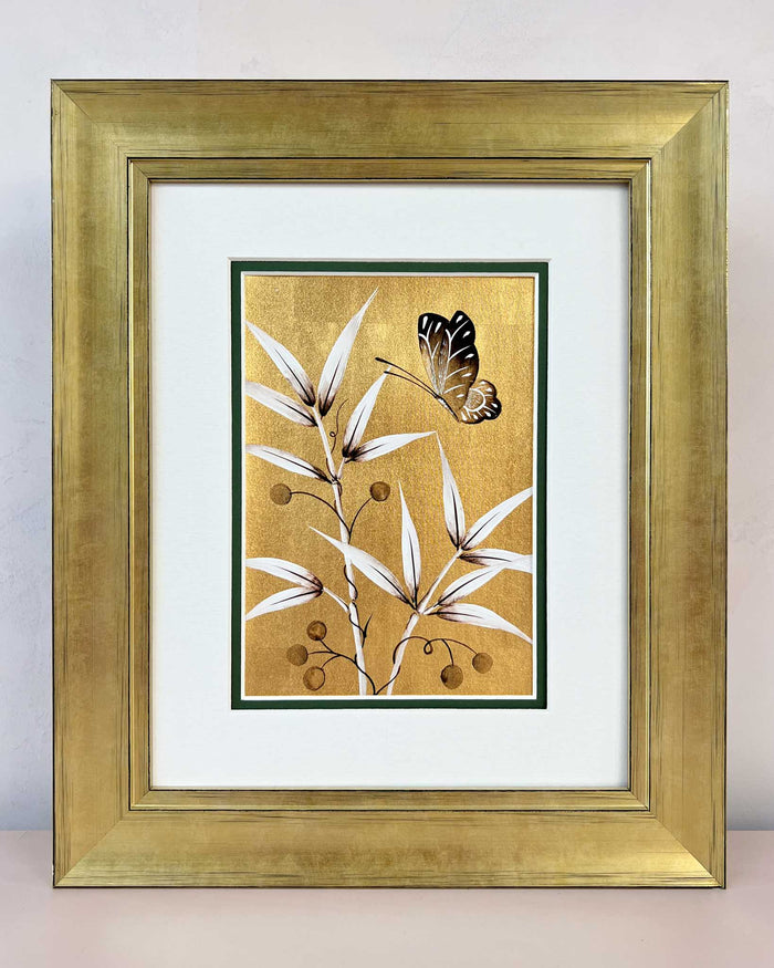 Gold And Umber Bamboo (B) Original Painting - Diane Hill