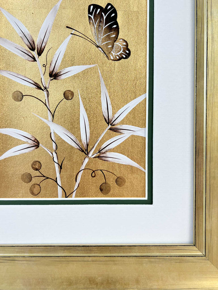 Gold And Umber Bamboo (B) Original Painting - Diane Hill