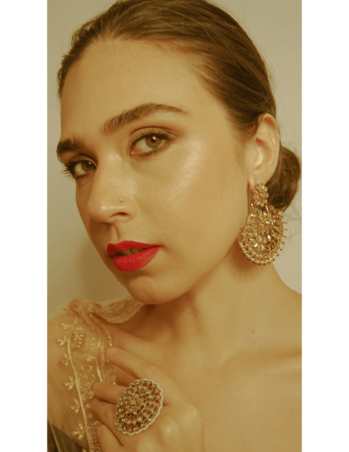 Gold Finish Chandbali Earrings