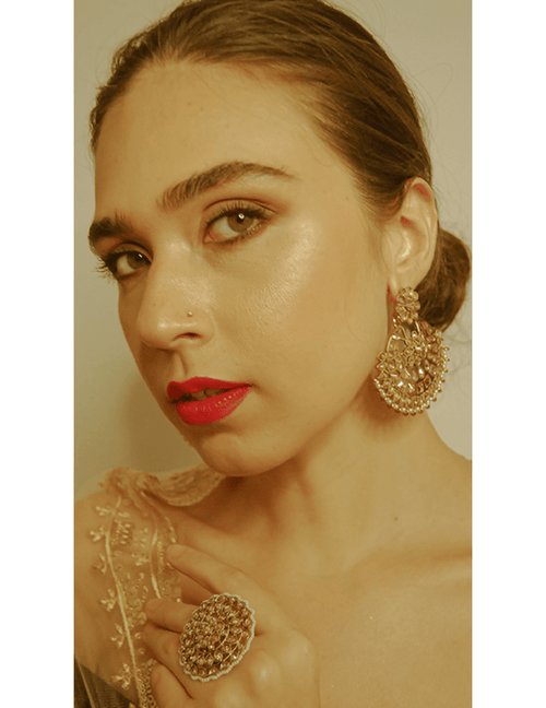 Gold Finish Chandbali Earrings