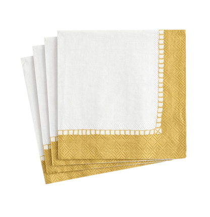 Caspari Gold Linen Border Napkin