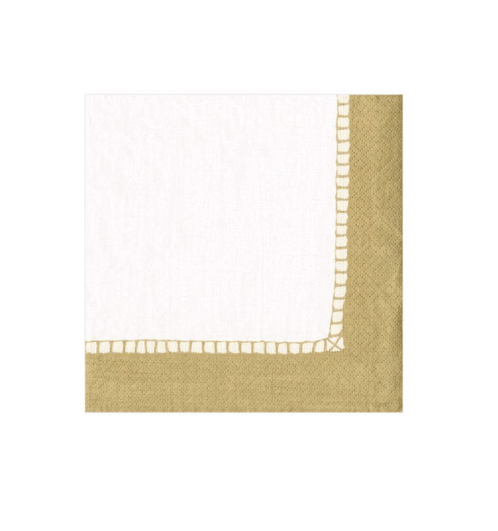 Caspari Gold Linen Border Napkin