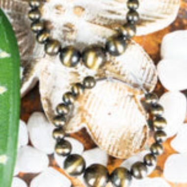 Gold Navajo Pearl Hoop Earrings