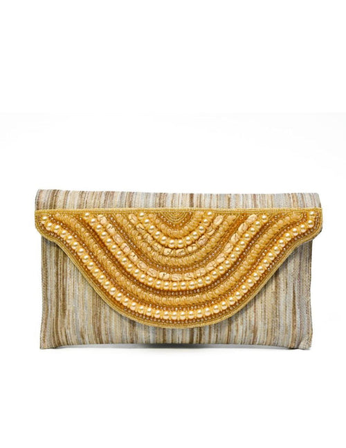 Golden Beaded Clutch