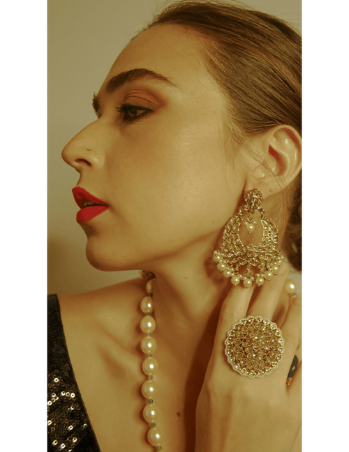 Golden Pearl Drop Earrings