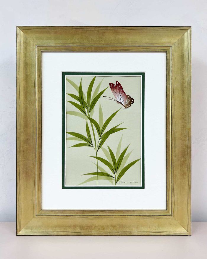 Green Bamboo On Silk (A) Original Painting - Diane Hill