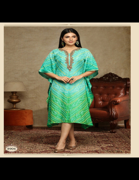 Green Bandhani Kaftan