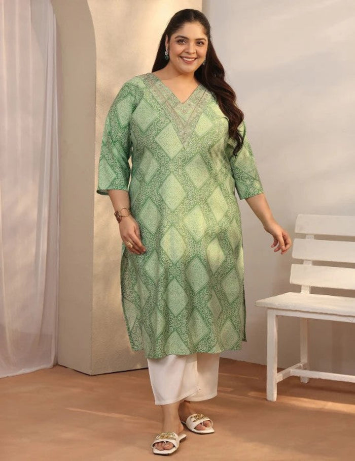Green Bandhani Kurta