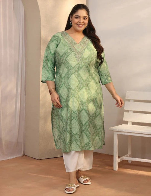 Green Bandhani Kurta