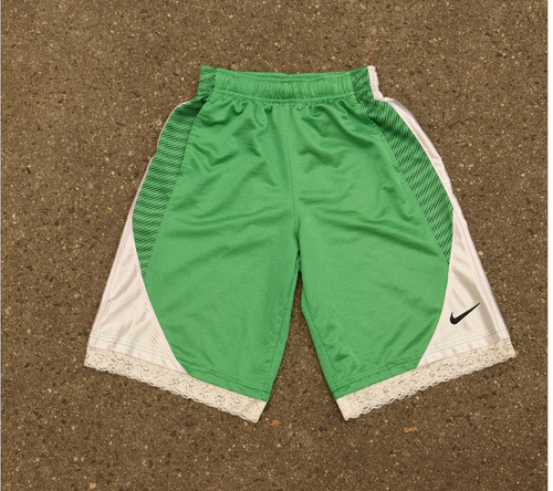 Green & White Lace Women's Basketball Shorts