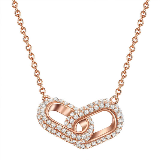 Hals Kette roségold verschlungen Zirkonia