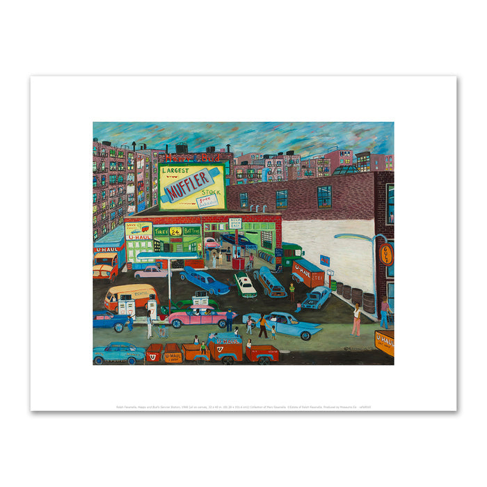 Ralph Fasanella, Happy and Bud's Service Station, 1968, Collection of Marc Fasanella. Â© Estate of Ralph Fasanella. Fine Art Prints in various sizes by Museums.Co