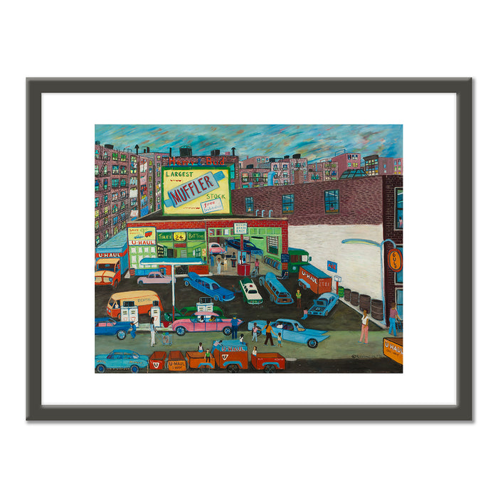 Happy and Bud's Service Station by Ralph Fasanella