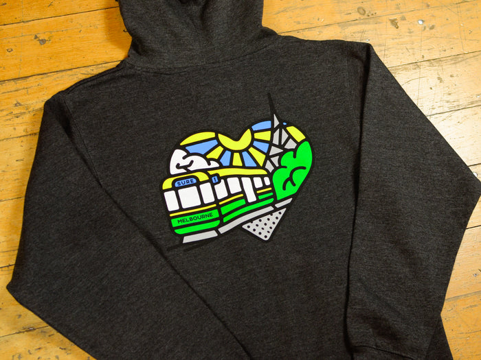 Heartbeat Zip Hood - Charcoal