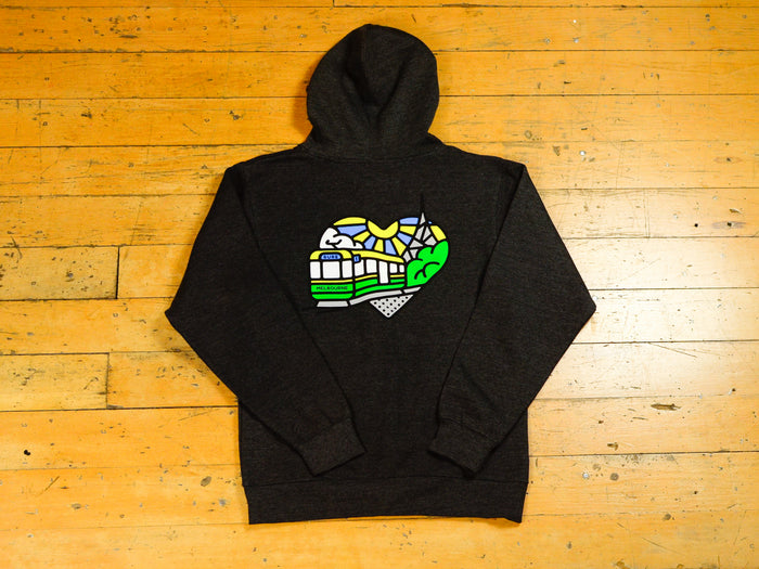 Heartbeat Zip Hood - Charcoal