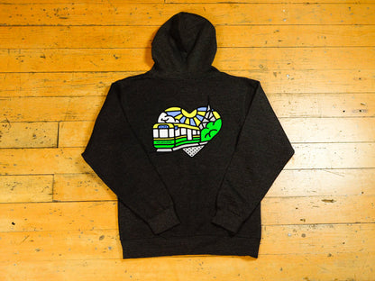Heartbeat Zip Hood - Charcoal