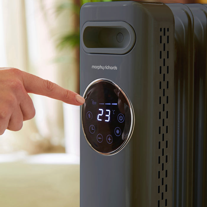 HeatFlux 2.5kw Digital Oil Filled Radiator with Remote Control - Grey