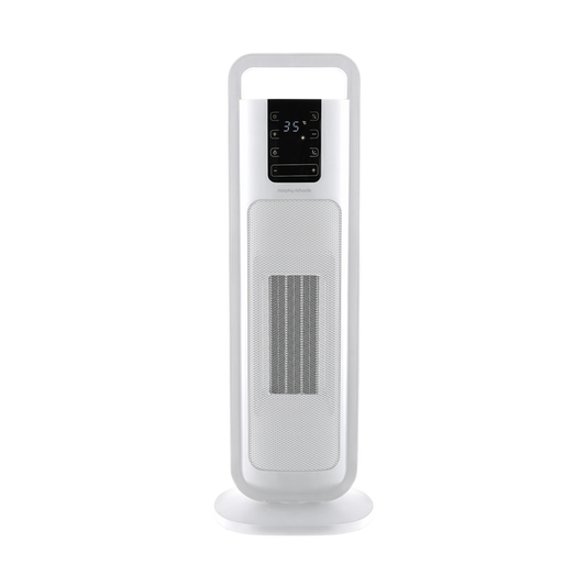 HeatFlux Ultra Thin 2kw Ceramic Tower Fan Heater with Remote Control - White