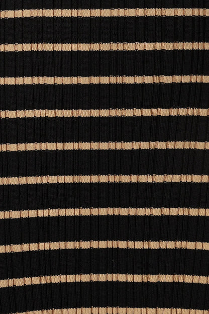 Petal and Pup USA DRESSES Henry Striped Midi Dress - Black Beige