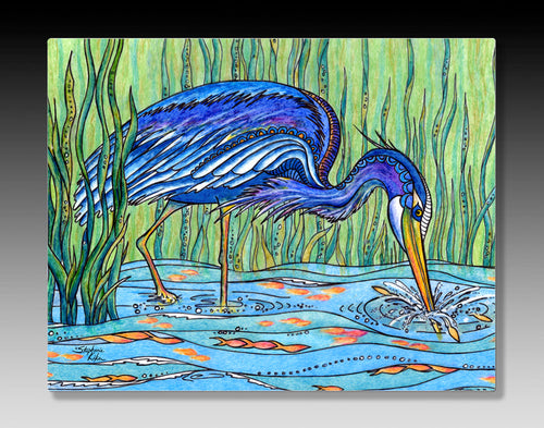 Heron in the Marsh Aluminum Wall Art