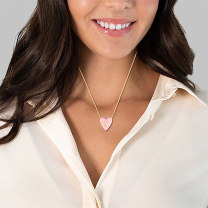 Herz Kette gold Emaille rosa