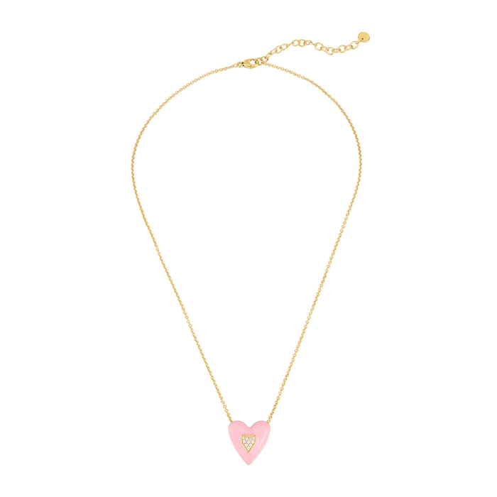 Herz Kette gold Emaille rosa