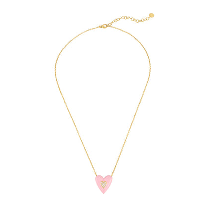 Herz Kette gold Emaille rosa