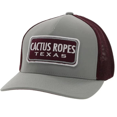Hooey "Cactus Ropes Texas" Ball Cap-Grey/Maroon