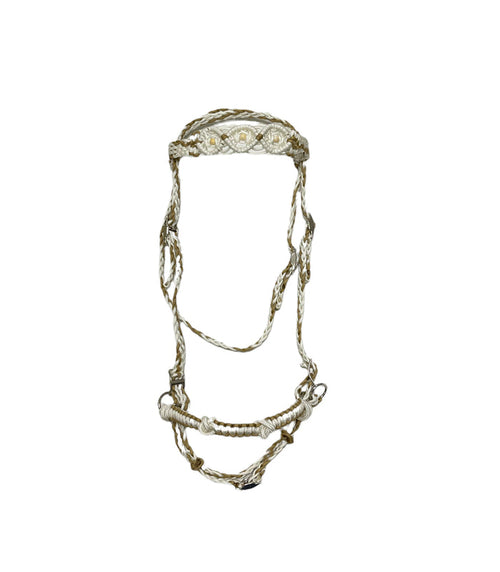 Horse Bitless bridle with beaded browband and knotted side pull hackamore - Tiffanys Braided Tack LLC