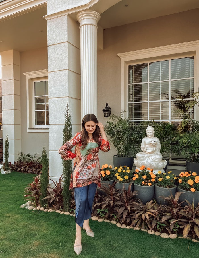 Humsafar Red Silk Tunic