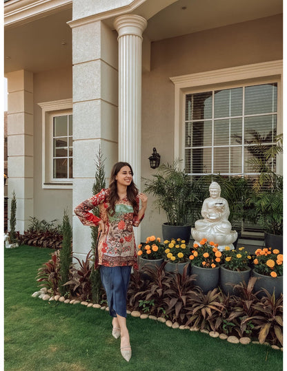 Humsafar Red Silk Tunic