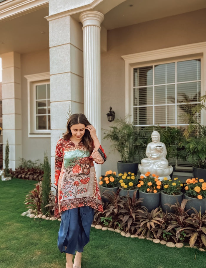 Humsafar Red Silk Tunic