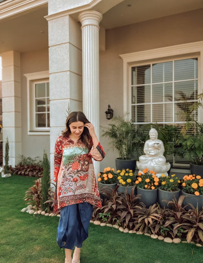 Humsafar Red Silk Tunic