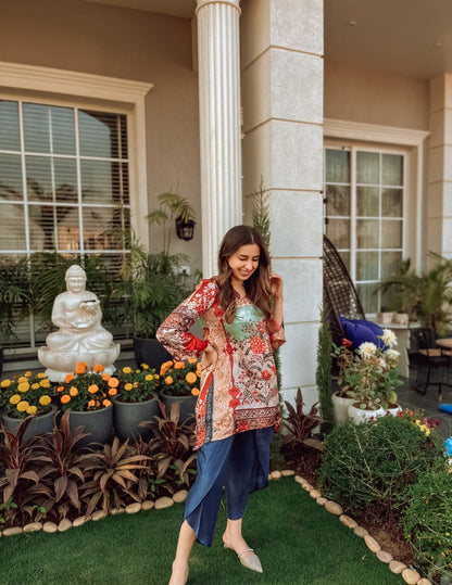 Humsafar Red Silk Tunic