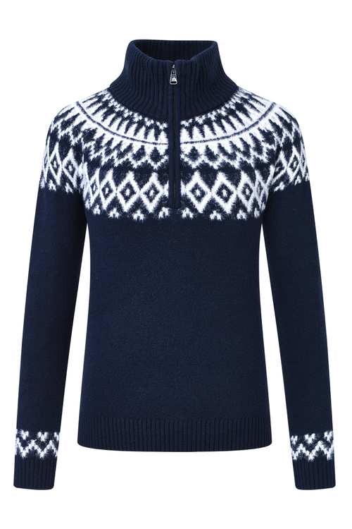 HV Society Jumper HVSZiggy Navy 0409103867 navy patterned quarter zip jumper Shop HV Society at Dotique