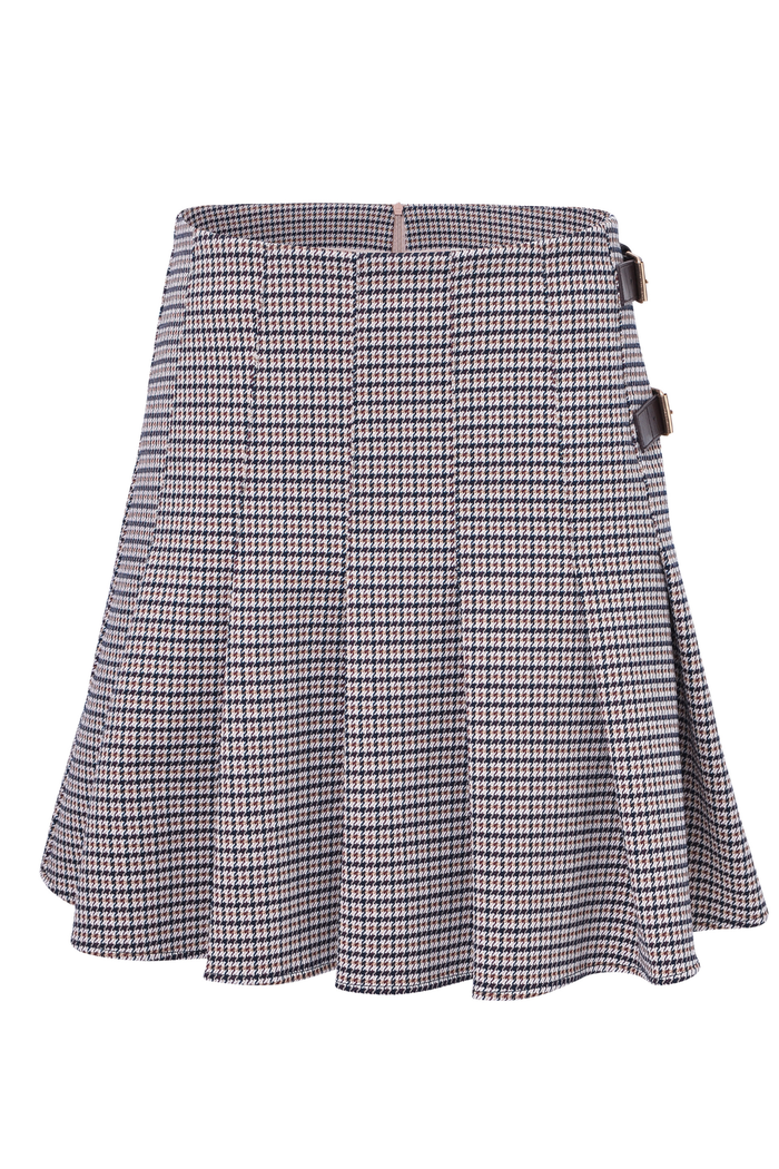 HV Society Skirt HVSCalista Navy 0407103857 navy checked flared skirt Shop HV Society at Dotique