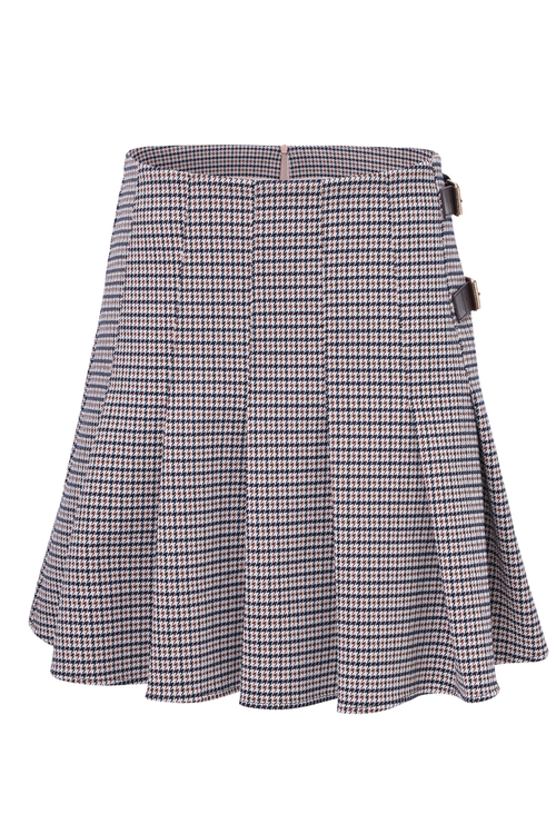 HV Society Skirt HVSCalista Navy 0407103857 navy checked flared skirt Shop HV Society at Dotique