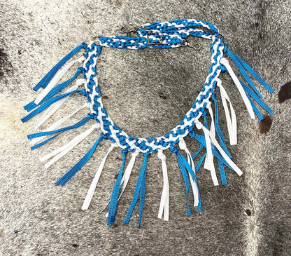 Mule tape horse tripping collar blue and white
