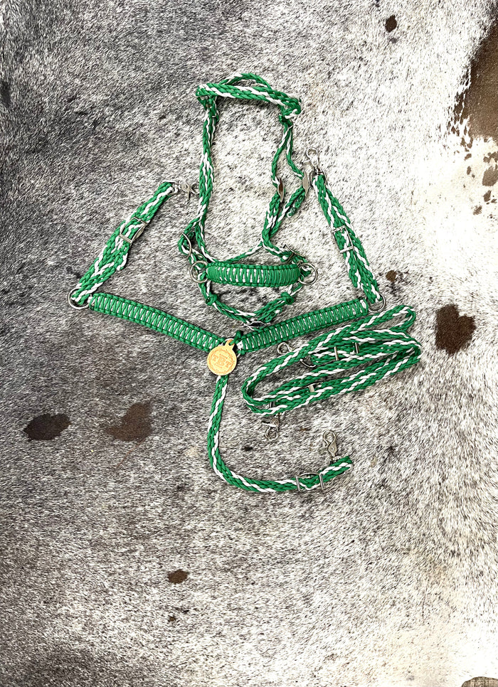 Pony Set- Kelly green and silver - Tiffanys Braided Tack LLC