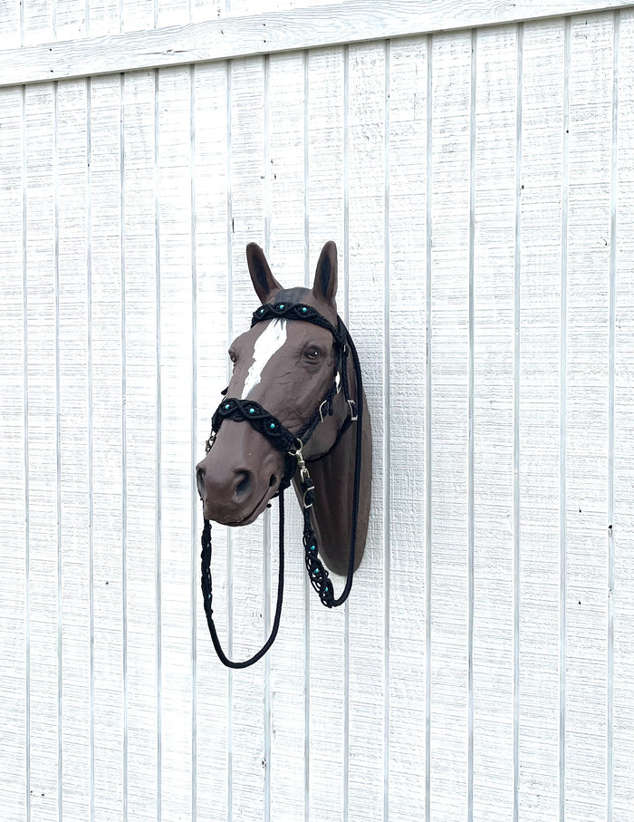complete Bitless bridle side pull hackamore in my beaded  style - Tiffanys Braided Tack LLC