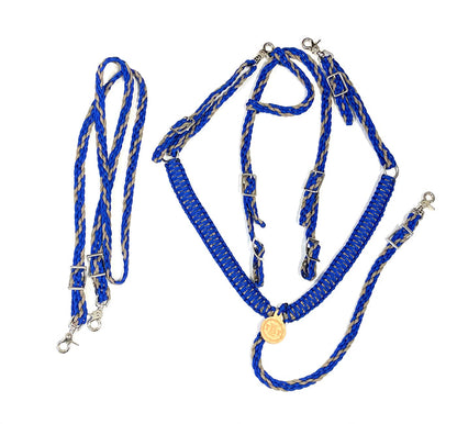 Pony Set- Tan and electric blue - Tiffanys Braided Tack LLC
