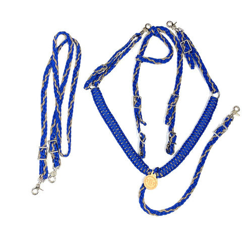 Pony Set- Tan and electric blue - Tiffanys Braided Tack LLC