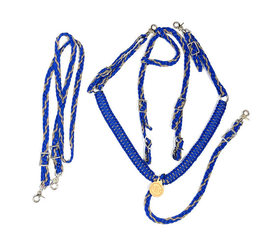 Pony Set- Tan and electric blue - Tiffanys Braided Tack LLC