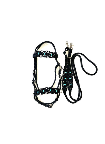complete Bitless bridle side pull hackamore with turquoise howlite in my beaded  style