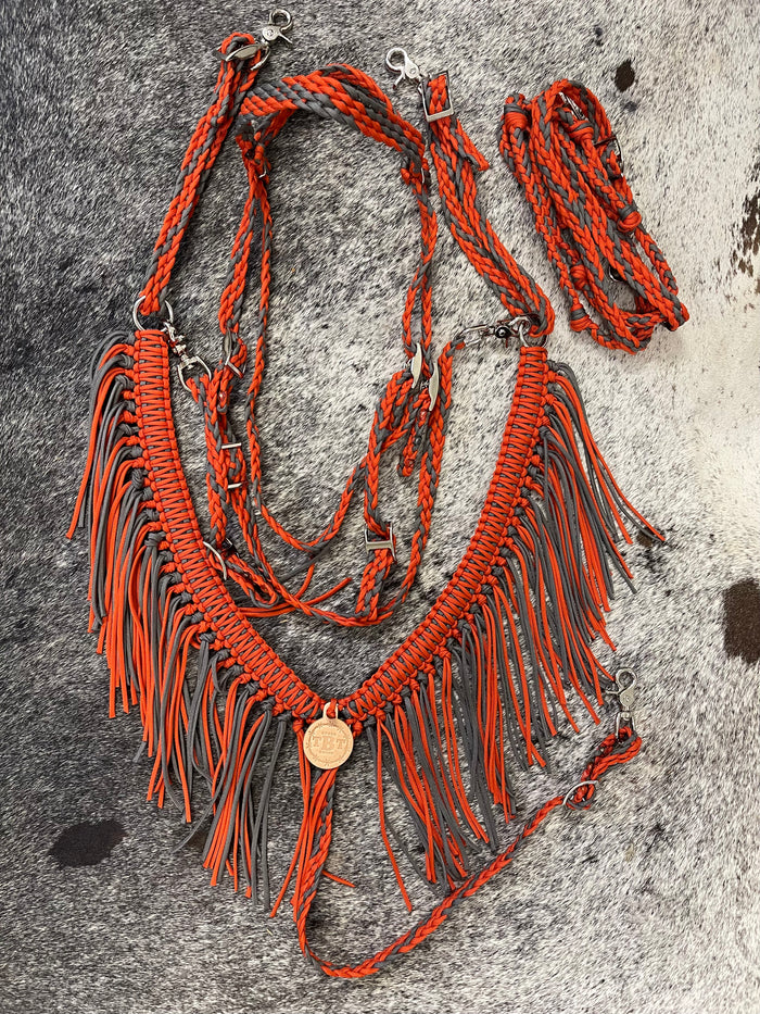 horse tack set,  (fringe breast collar, wither strap, reins, and bridle) - Tiffanys Braided Tack LLC