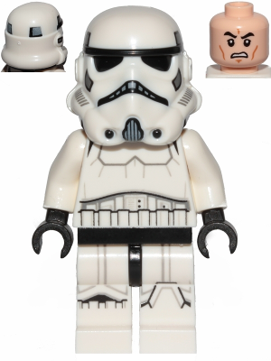 Imperial Stormtrooper - Male, Dual Molded Helmet with Light Bluish Gray Panels on Back, Light Nougat Head, Scowl