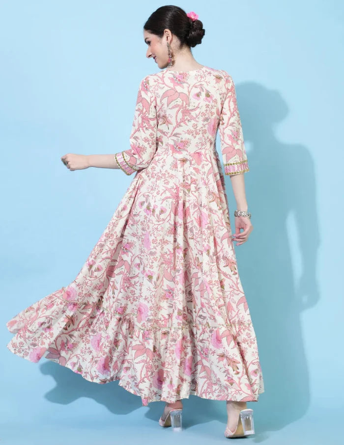Ivory Floral Anarkali