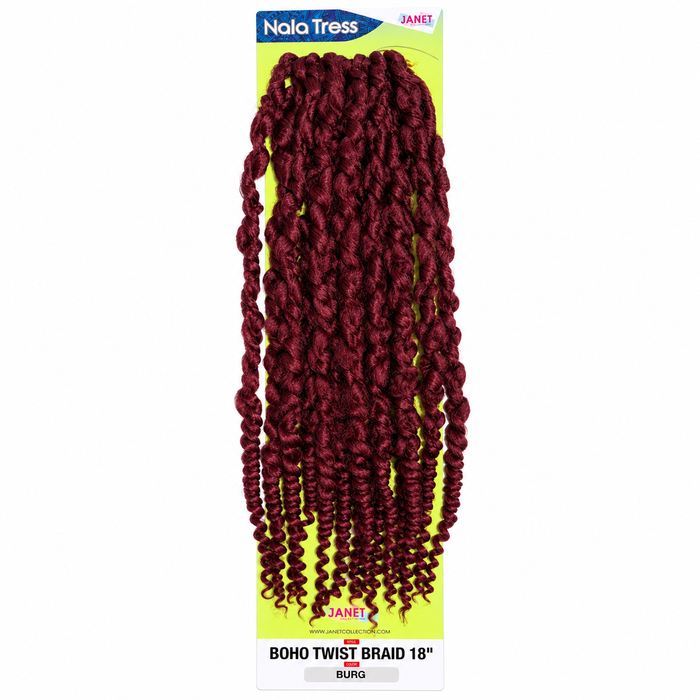 Janet Collection Boho Twist Braid 18" in colour BURG