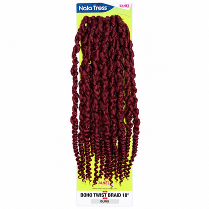 Janet Collection Boho Twist Braid 18" in colour BURG