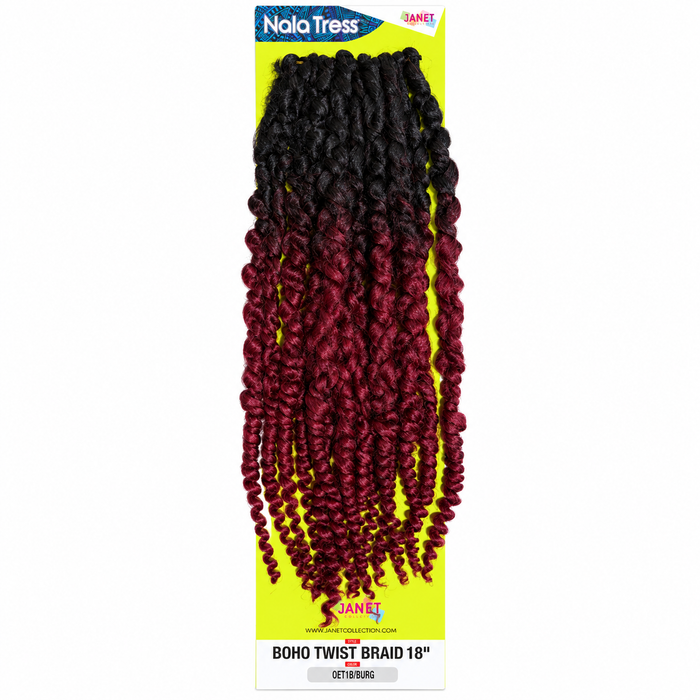 Janet Collection Boho Twist Braid 18" in colour OET1B/BURG